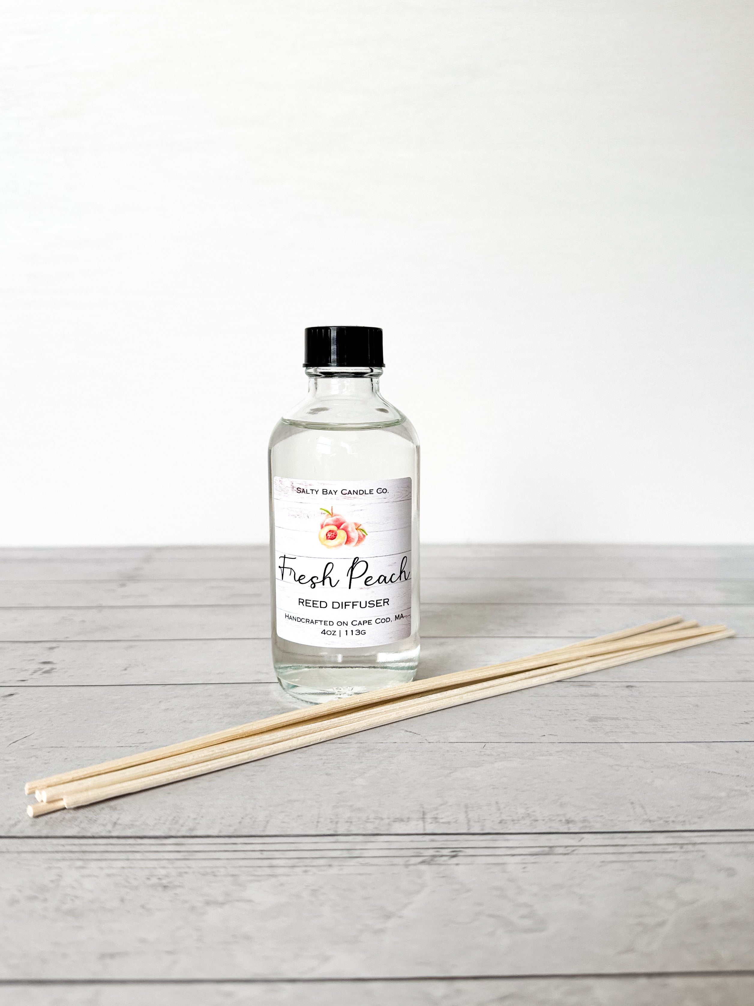 4oz Fresh Peach Reed Diffuser – Salty Bay Candle Co.